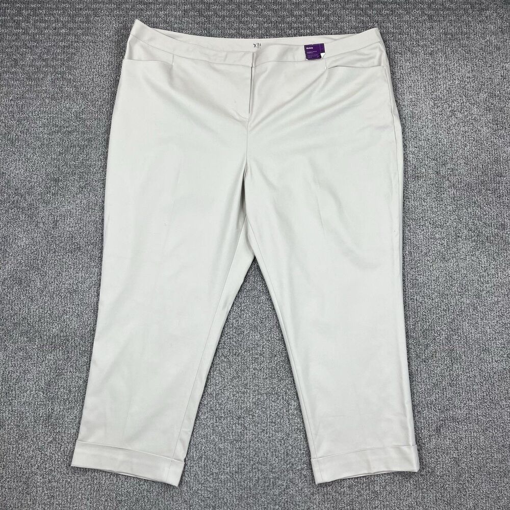 Lane Bryant Pants Womens 28 White Double Weave Stretch Ankle Twill Career Work